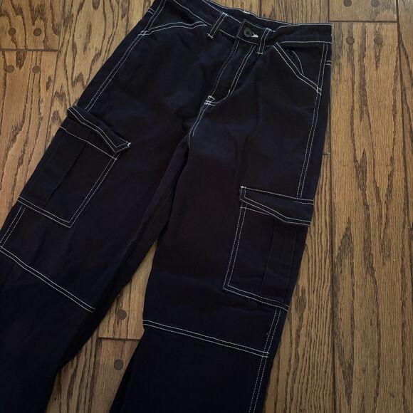 H & M Divided Jeans Women's Size 2 Black 90’s Baggy High Waist Grunge Goth - Picture 3 of 15